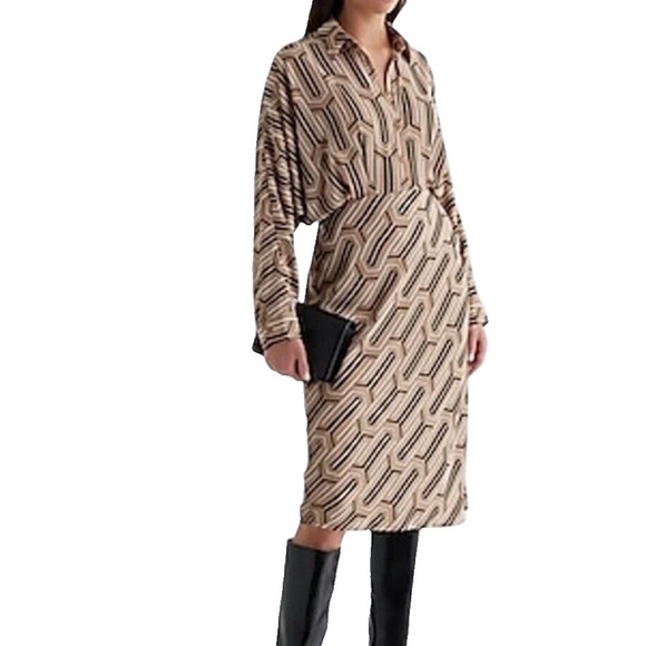 Express Geometric Patterned Tan Midi Size - Main Image